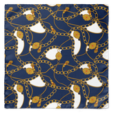 BLUE AND GOLD CHAIN SILK SCARF & POCKET SQUARE SET